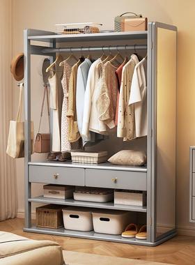 实木穿卧衣衣纳帽架一体落地室家用多功能镜收挂衣80328架全身镜