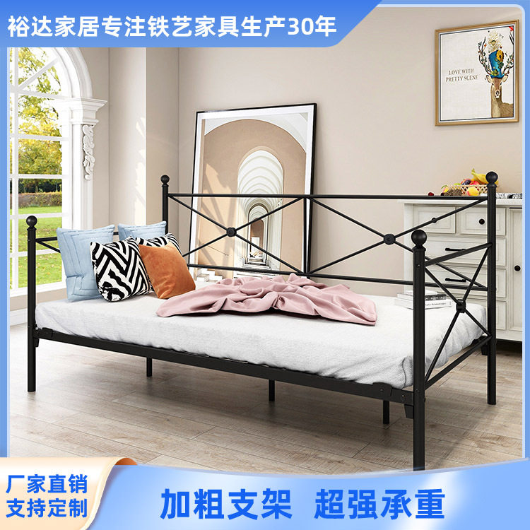 铁艺沙发床 美式坐卧两用儿童带护栏铁架床 宝宝拼接铁床