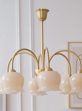 兰现代简约法823式古奶油风铃全铜吊灯卧室帽间客厅复餐衣厅多头