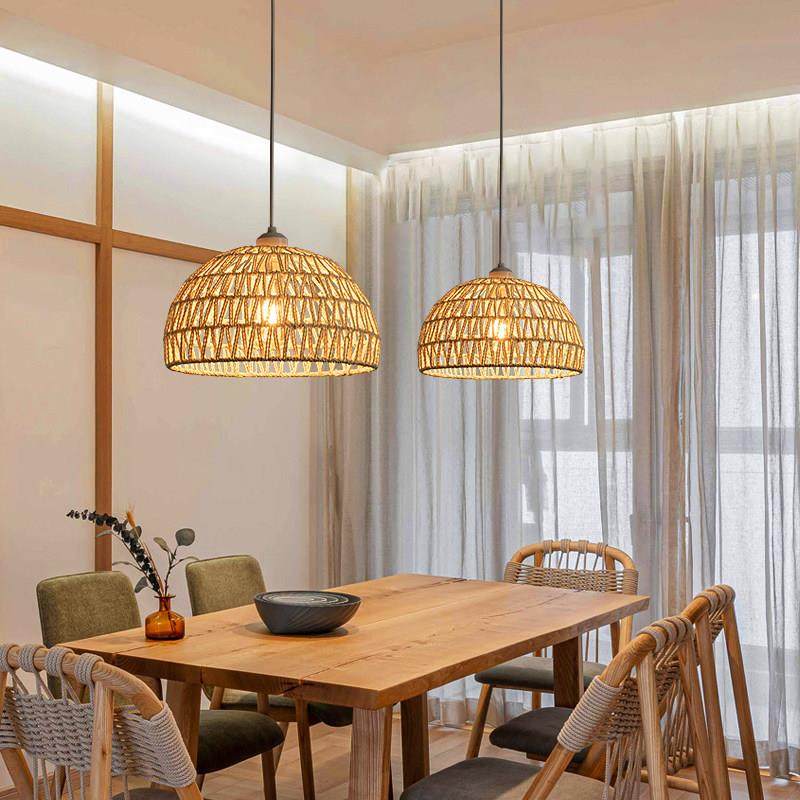 日式藤艺厅吊餐台灯原木奶复油风卧室床头阳古民588宿吧台麻绳吊,家装灯饰光源,智能吊灯,淘宝优惠券,粉丝福利购,淘宝优惠卷