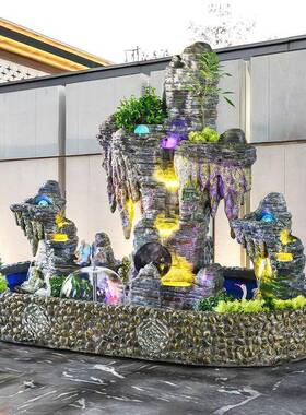 大型假山流水喷泉摆石件花园院别墅酒庭院店小鱼池钟AWI乳景观