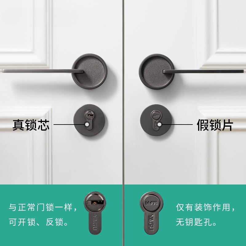 新款开门锁TZS室内对开门木门锁卧门室双开大门双假把手单把锁