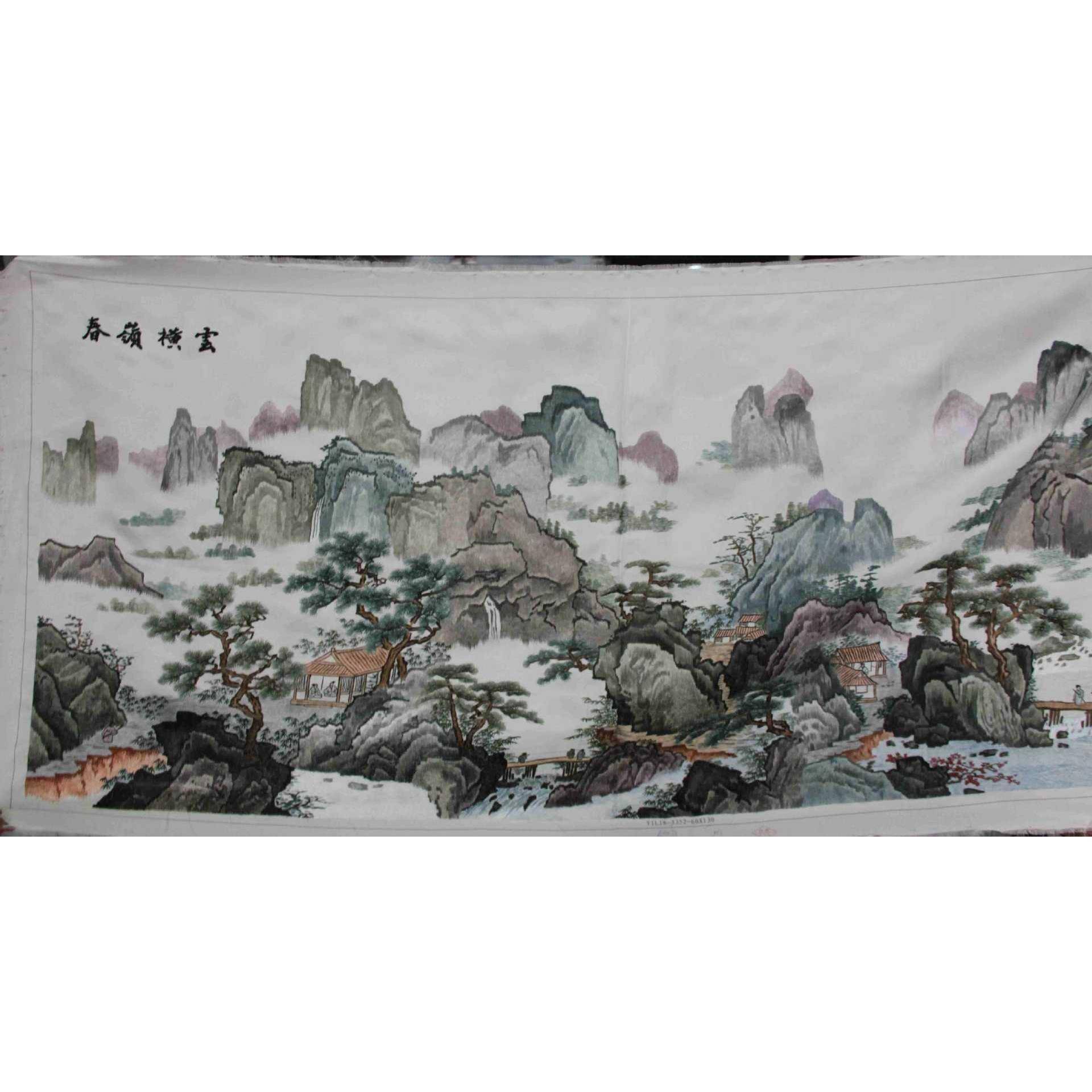 苏绣绣客厅办公室家会客室装饰画AXB手工刺绣居画春岭横挂片云