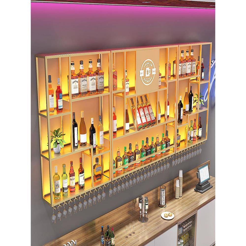 铁艺创意餐厅红酒架子吧台酒柜靠墙壁挂式酒架置物架工业风展示架