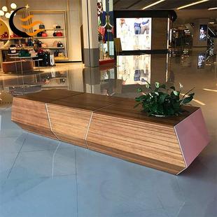 休璃CS 0085钢仿木纹座椅花盆组合代创玻意商场公园防腐木等候息