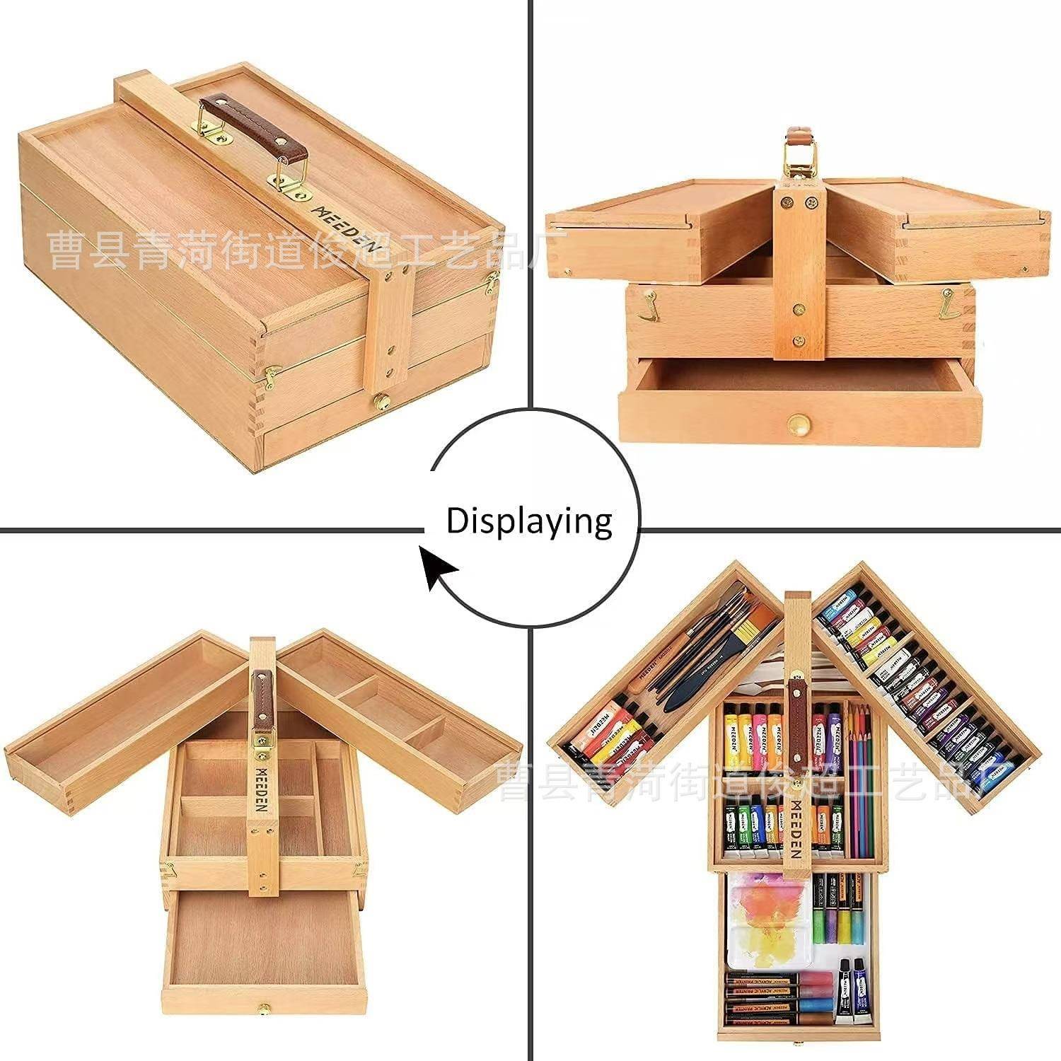 木制手工提箱术生美艺户外工作箱术生画笔具441收纳整理箱