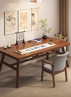 书法画桌家书桌书桌毛ZAI笔字桌子新中式办用公桌脑桌简易国学电