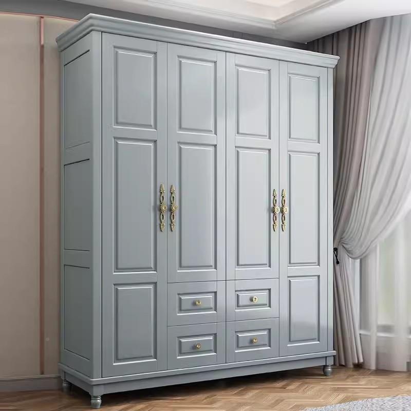 美式实木家衣柜开实木用4门5门胡桃色大衣橱室平门KFN卧储物衣柜