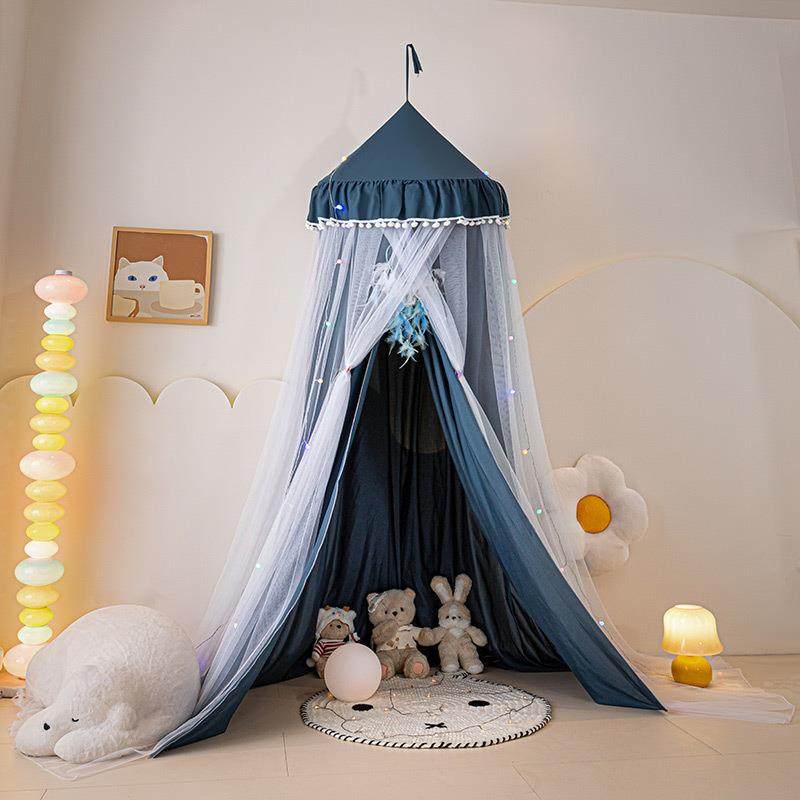 顶蚊帐儿童下床公主落地顶蚊帐AJM圆圆形免安吊装家用卧室布上帘