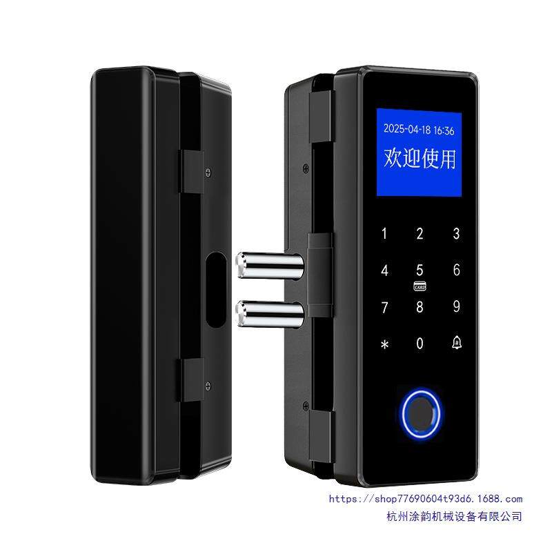 玻璃门密码锁办公室双开单门双门有框电子指纹公司智能门锁