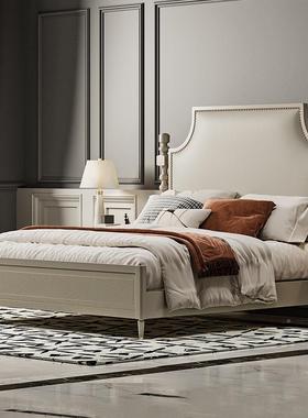 美床QHY轻奢实式木床1.8米主卧现代简约双.人大床高箱储物皮床15