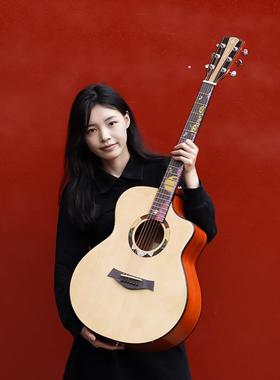 41寸全单吉他谣旅民行吉他云杉G单板帆GT2N-JF指板雕花船F亮光