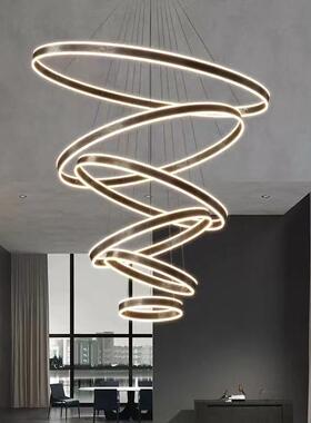 层现代轻复奢式楼客厅别墅吊灯tlof公寓跃楼中楼铝材大厅995圆灯