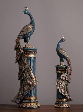 复摆古手绘孔雀件手摆工艺品客厅电柜视酒柜玄关家居装ZY8228饰品