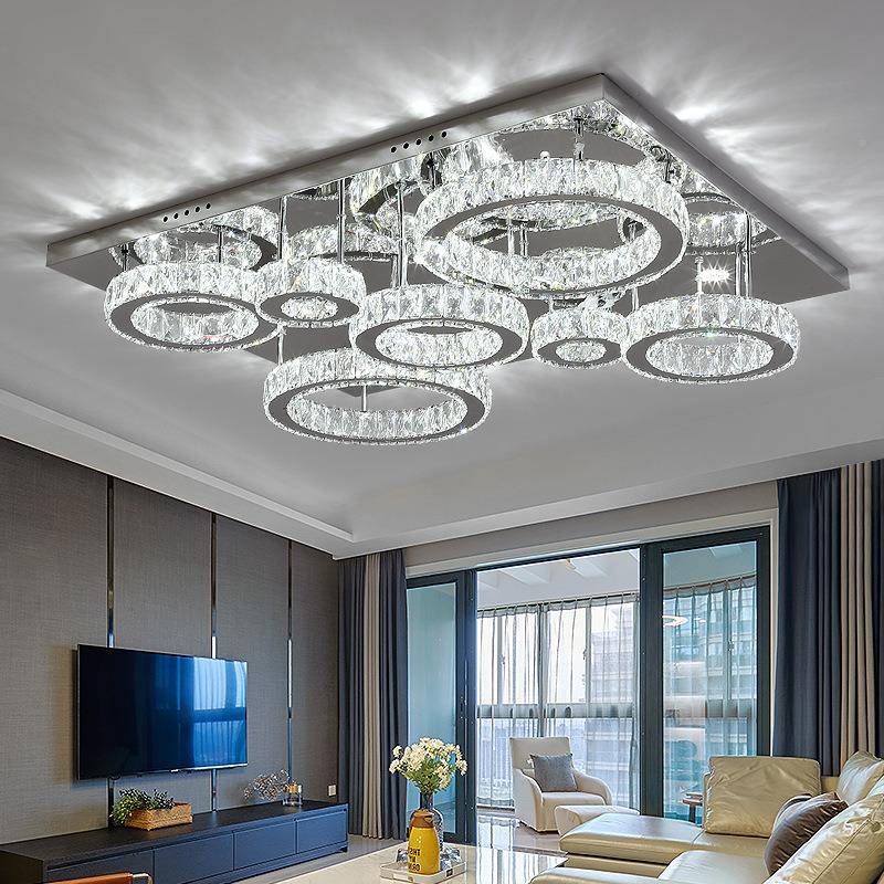 轻4395奢豪现华客厅led水吸顶形灯简约代大气长方晶大厅高档灯具