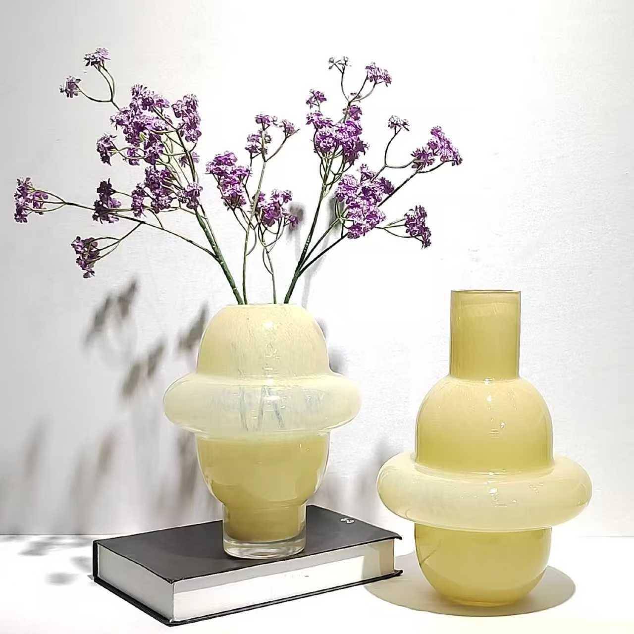 轻奢现125代中风玻璃花瓶样板房软古饰品摆桌面件插花工艺品装摆