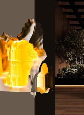 入式膏壁灯意22427客嵌厅沙发内创嵌式墙角灯石民宿过道走廊装饰