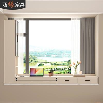 台?飘窗书桌书柜储物柜XVS窗一体可伸缩电脑台桌写字桌阳抽屉桌柜