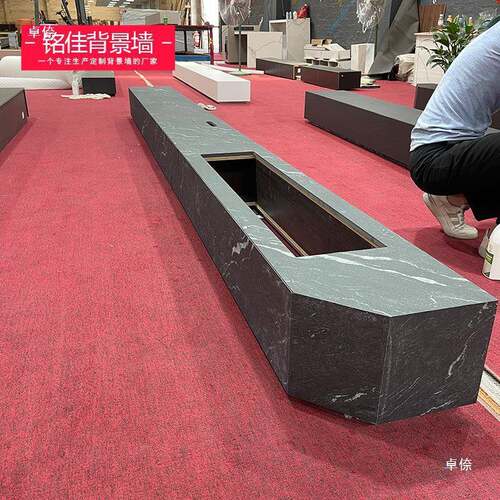 视柜意式隐极简抽屉落地客厅电视墙岩板电电视地台加XBW宽藏板式