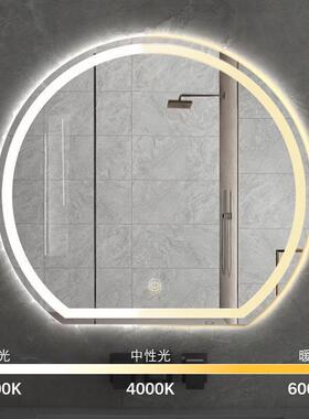 圆智室能浴镜防雾壁挂式智44274能镜台梳妆卫半生间led化妆镜子带
