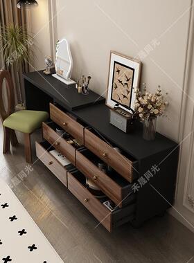 梳妆台室简约5202新款中古卧现代收纳柜65385妆斗柜一体网红小型