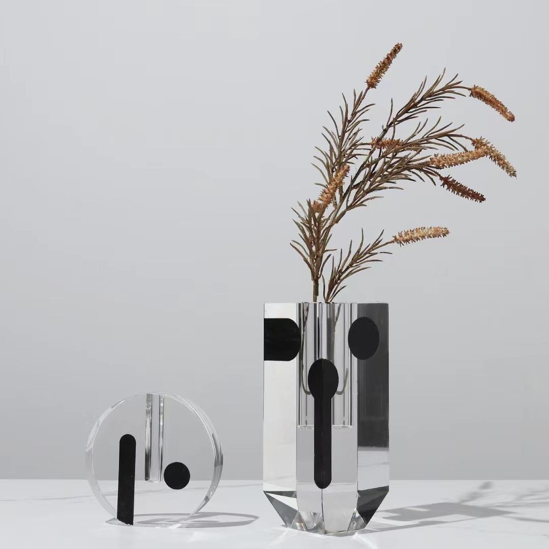 家现简约居客厅透明水YAW晶花瓶水晶摆件售楼处样间板房桌面软代