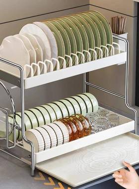 厨房碗碟沥水架用面台多功能碗柜放碗置物碗架筷子家盒YYZ盘收纳