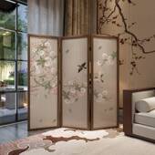 XAB屏风中折移动隔断客厅简约现代酒店遮挡家用卧室茶式 叠室实木