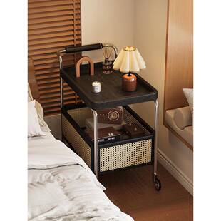 ?实木几可移边小PDZ推动车客厅沙发茶几边柜用中古家风床头收纳置