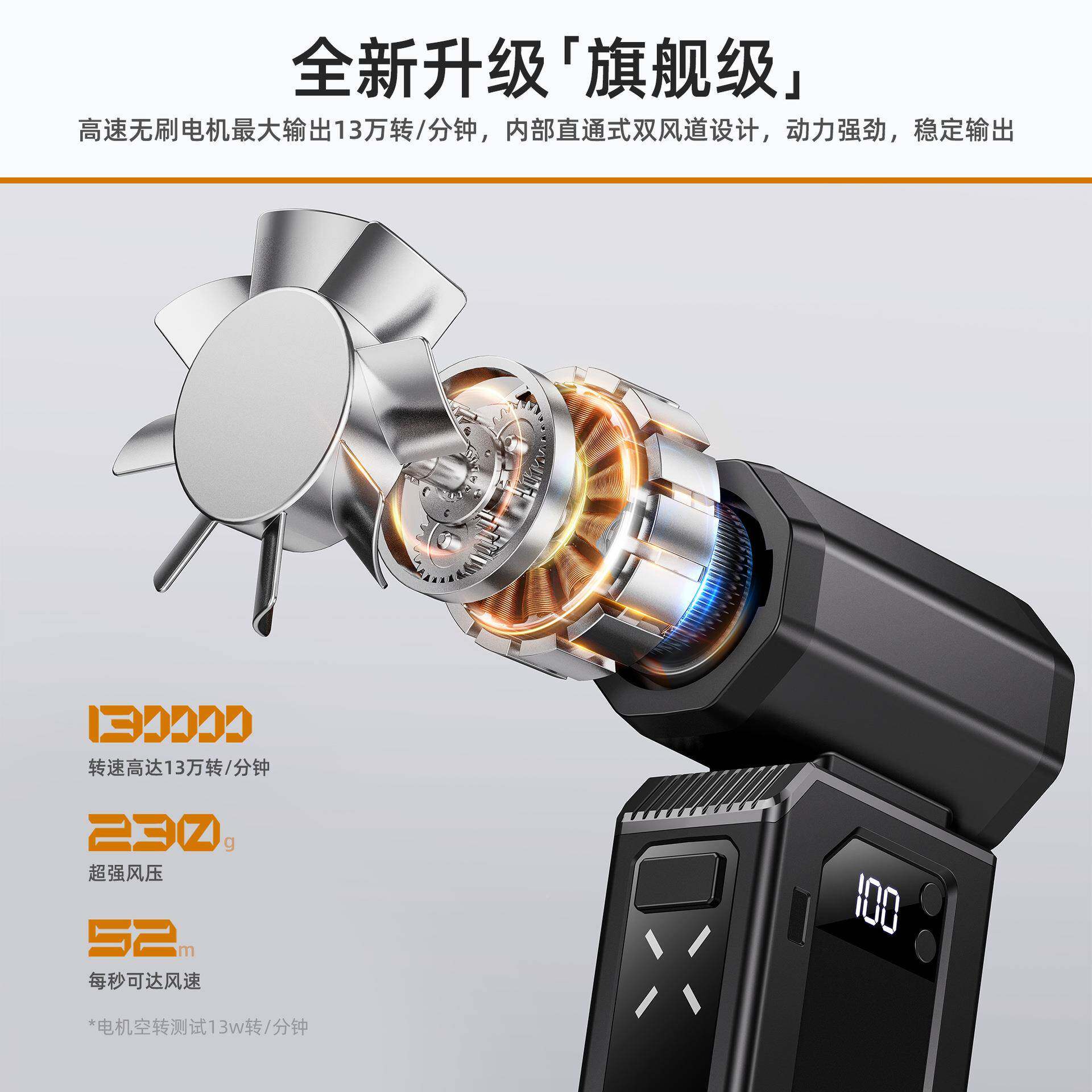 高跨境13万速暴力风扇载吸尘器涡手持无刷电车机便携吹尘轮8器无