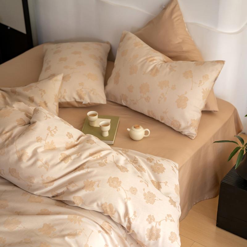 秋棉A类彩棉提|全四件套针织原棉简PUB约冬裸睡床单被套花床上用