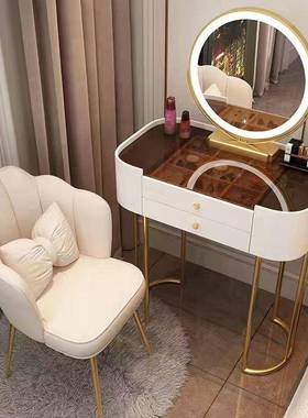 LE轻小户型岩板MCJ梳奢台妆卧室现代简约透f明桌面玻璃主卧床头化