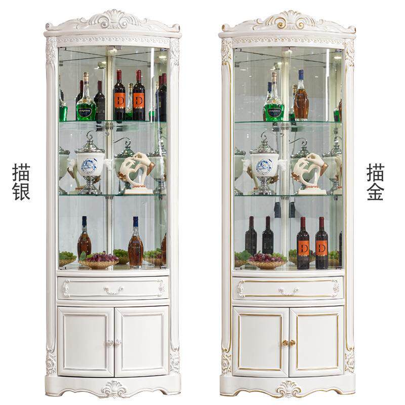 转角柜墙角门柜扇式三角柜IYG实木酒柜欧客厅形抽屉展示柜玻璃拐
