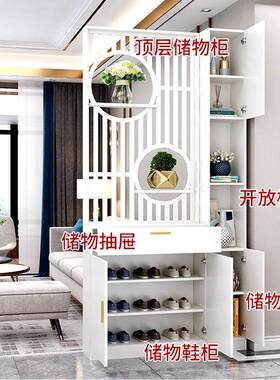 实入户进门屏风隔柜置物架客厅简约现代木67924正断对大门双玄面