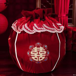 结婚包袱皮女陪嫁新娘喜盆嫁妆方聚宝红色袋包裹布婚大YQC庆用品