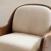 黑新中式 北美胡桃木沙发椅高端古风宋氏美学中棉垫麻坐休闲单985