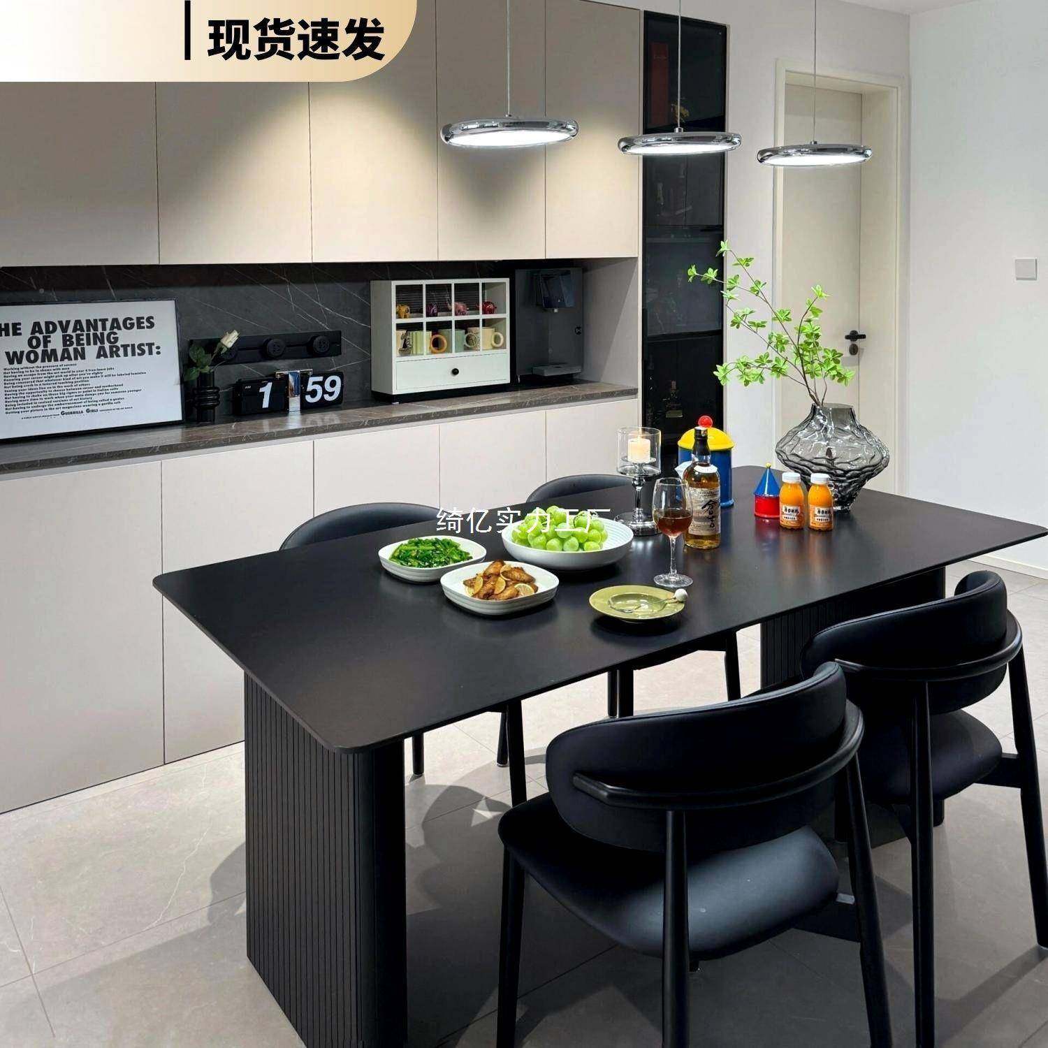 现代奢黑色岩板餐桌椅餐户桌组合意式用饭桌长UQR方形家小型简轻,鲜花速递/花卉仿真/绿植园艺,其它园艺用品,淘宝优惠券,粉丝福利购,淘宝优惠卷