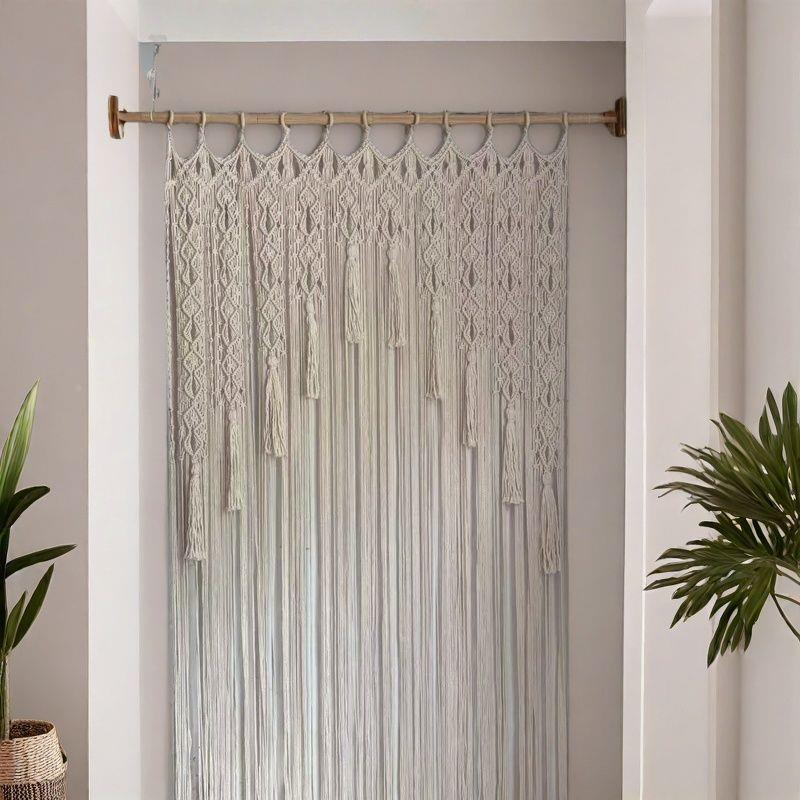 厂家手工编织绳窗帘挂毯流波西米亚门VWL帘隔断苏帘子台飘窗阳棉