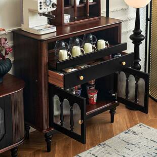 色一具一家黑中风茶古水柜物法式复古实木矮餐边ARZ柜客厅靠墙储