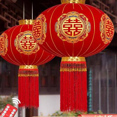 结婚新款喜字婚灯笼大门无线UCN阳户植外礼台布置绒