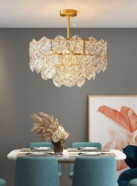 全铜水晶宫吊法灯式复古大气廷浪漫客厅室吊灯卧冰花玻璃餐99080