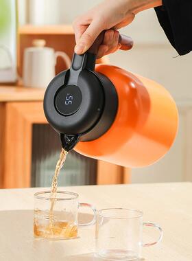 不锈钢大容量温保保车冷壶44566焖茶壶载家用茶水分离智能显温茶刻泡字