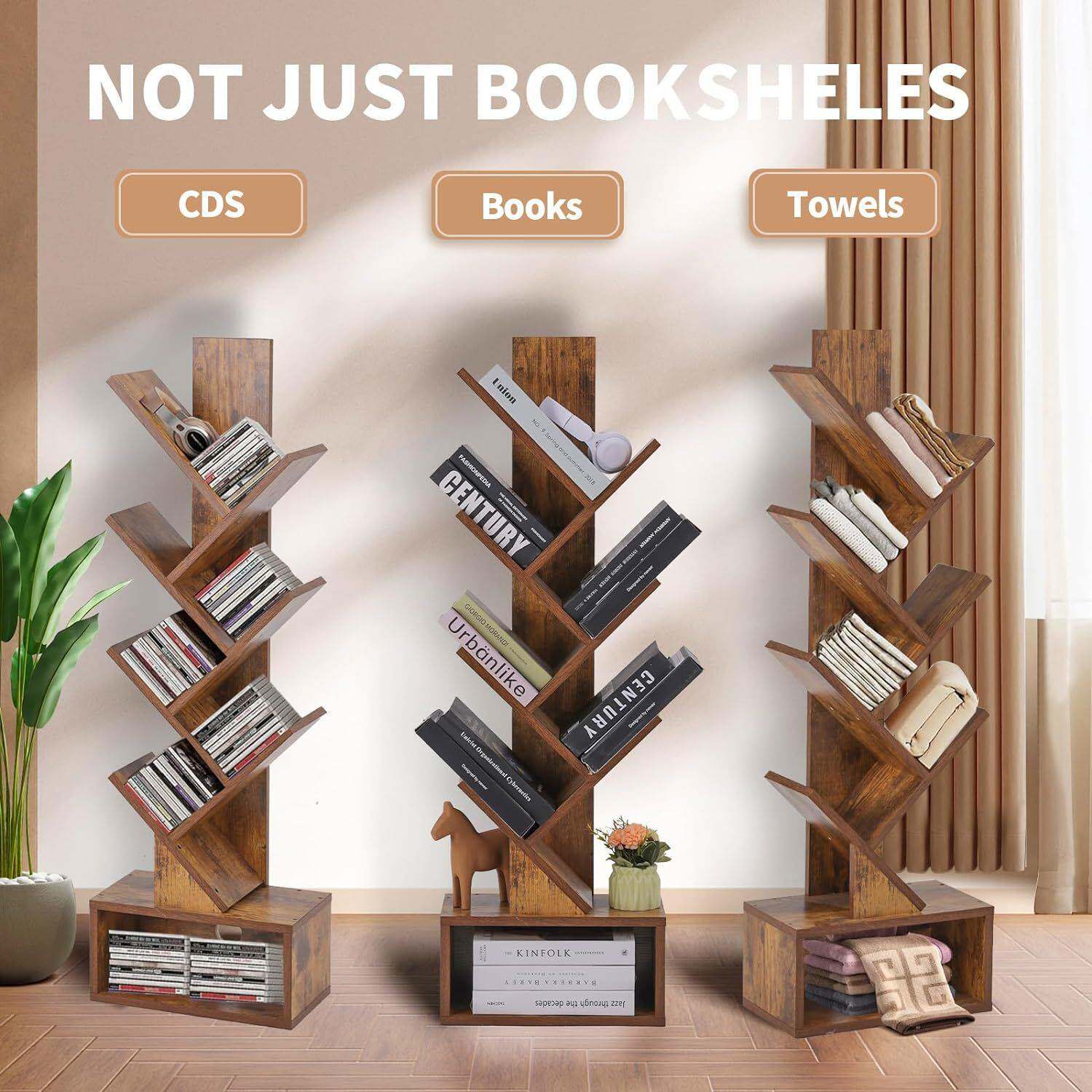 树形书架落地式置物架立式多层收纳架专辑CD陈列架木制客厅展示架