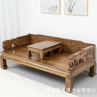 刻新款罗床木雕新2024903中式榫卯仿古罗汉床榻榻米老榆实木中式