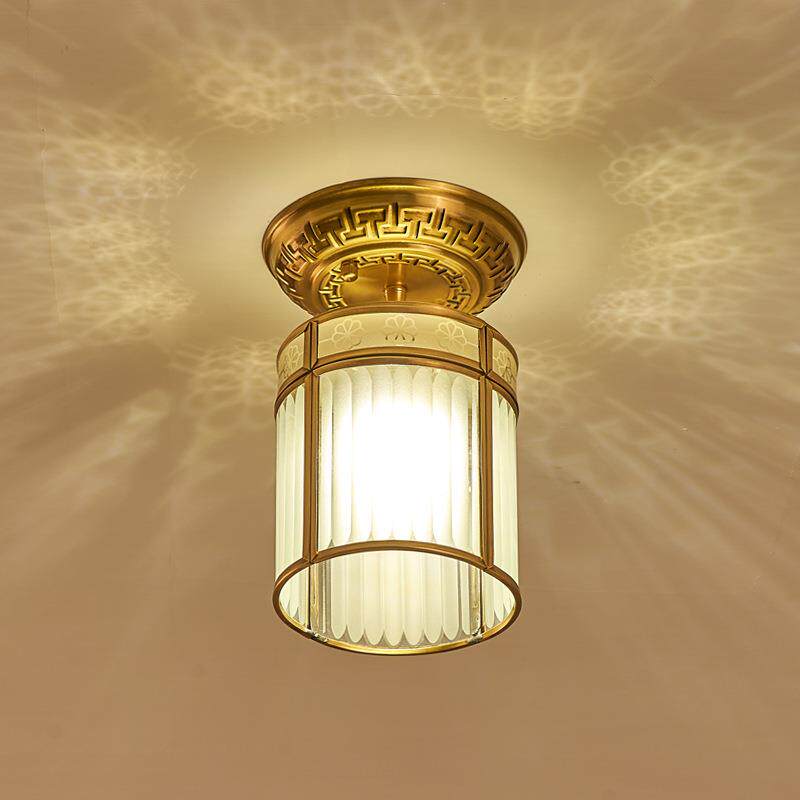 中式关过新灯道灯全铜玄灯简约阳台门厅圆形led温馨入户YCC小吸顶