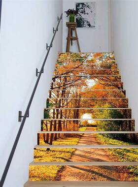 跨境AM树JPC意厂家创简V约十三片枫林楼梯贴LT-066台阶贴墙贴