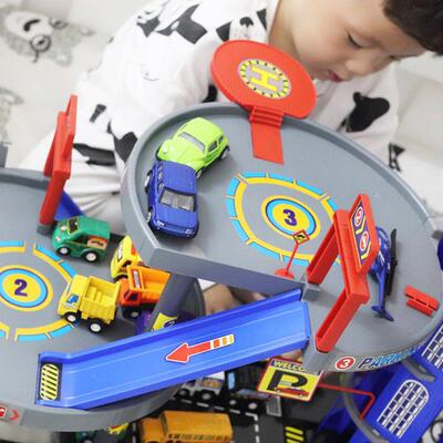 &大汽jC5fSsMR型车大楼停车场童玩儿轨道车具模型男孩岁-车库警车