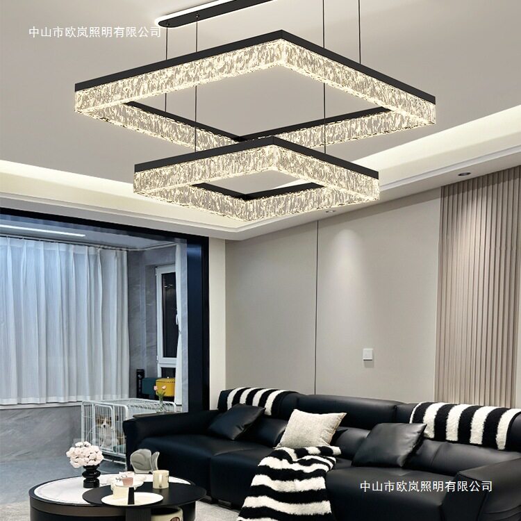 客厅吊灯意式北欧风简约感冰裂纹水晶亚克力餐厅全屋灯具套餐