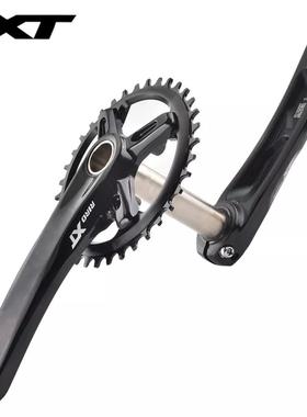 XT自行车曲柄链轮104BCD中空一体曲柄牙盘亮黑32/34/36/38T铝合金