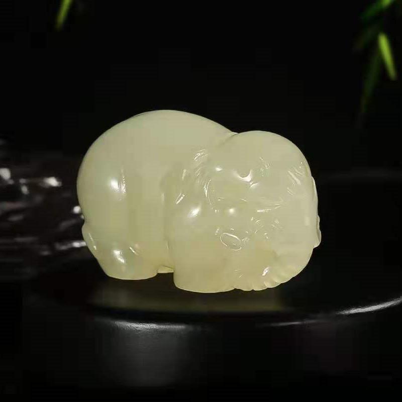 冰种蚕丝玉白菜冰种蚕丝玉貔貅手把件龙龟手把件